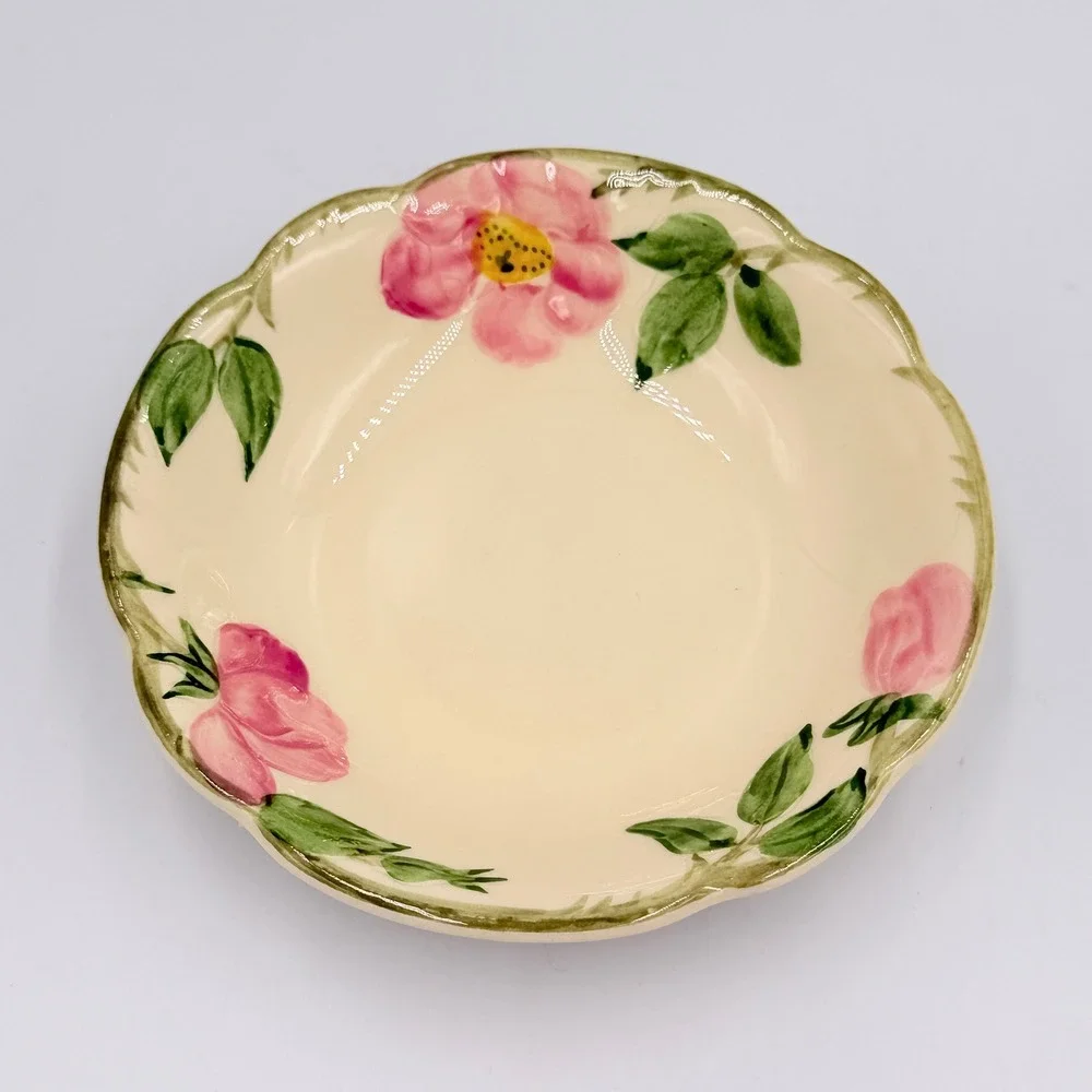 VTG Franciscan Desert Rose Fruit Dessert Bowl California USA Hand Decorated